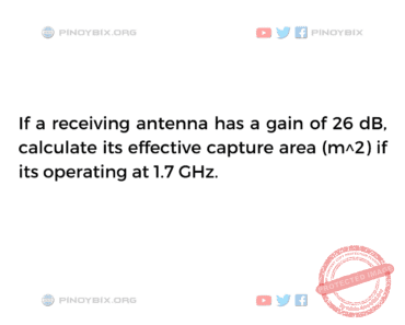 Solution: Calculate its effective capture area (m^2) if its operating at 1.7 GHz Solution: Calculate its effective capture area (m^2) if its operating at 1.7 GHz